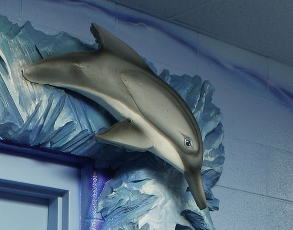 Water Scene 3D Foam Wall Mural Dolphin