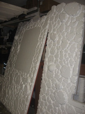 Making a foam wall that looks like stone.